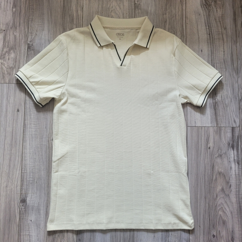 ASOS Cream Polo Shirt with Black Contrast